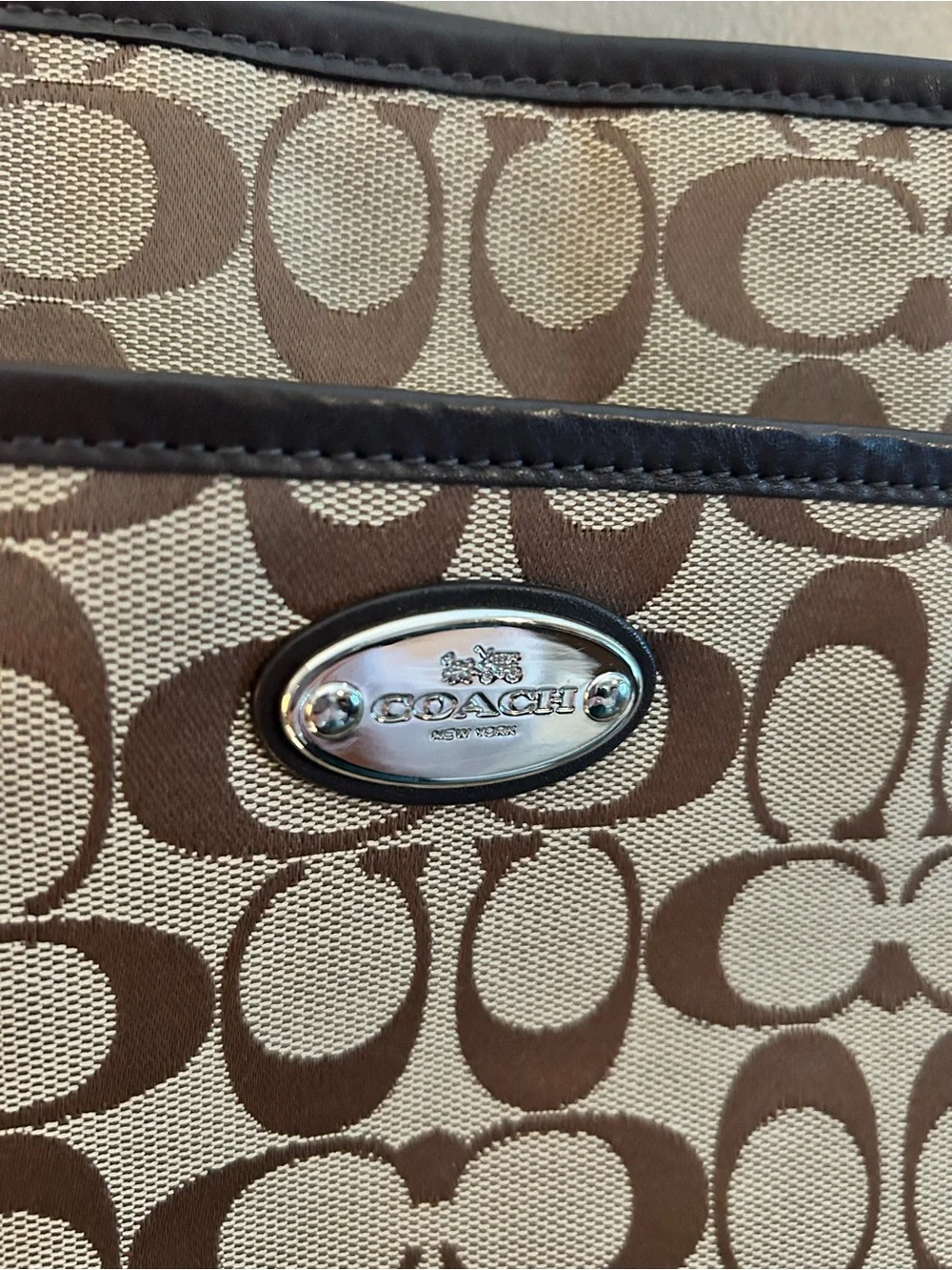 Coach Signature Canvas Belt Bag in Brown and Cream